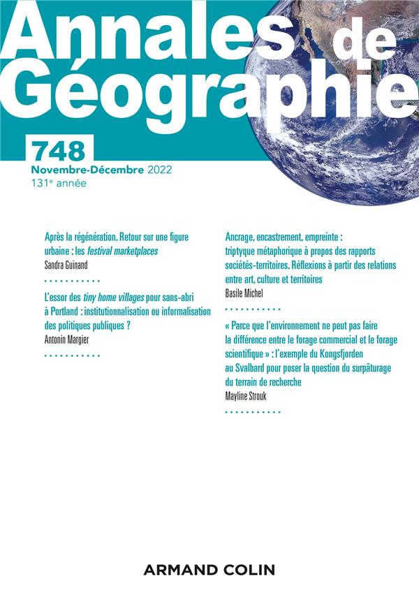 Revue Annales de géographie n.748 : novembre-décembre 2022