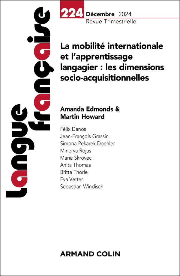 Langue française n.224 : La mobilité internationale et l'apprentissage langagier : les dimensions socio-acquisitionnelles