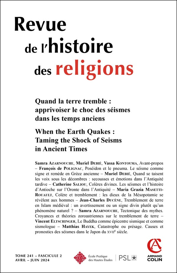 Revue de l'histoire des religions n.241/2 : Quand la terre tremble : apprivoiser le choc des séismes dans les temps anciens
