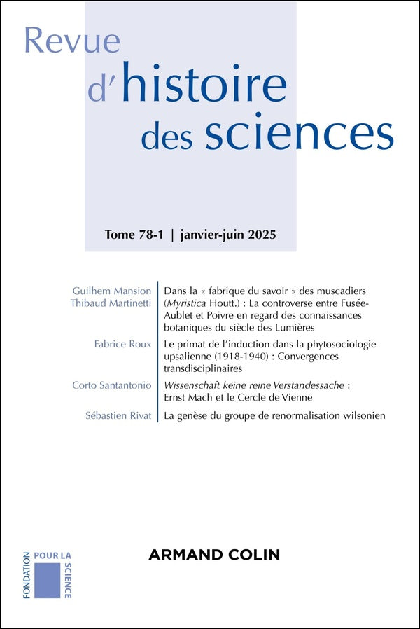 Revue d'histoire des sciences n.78/1 : Varia