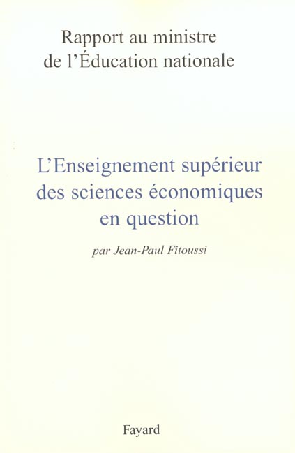 L'Enseignement supérieur de l'économie en question