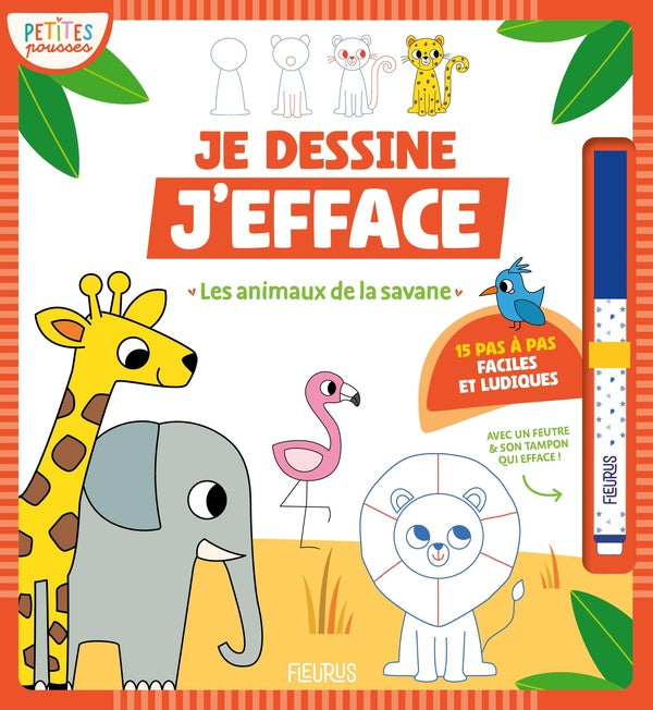 Je dessine j'efface : Les animaux de la savane