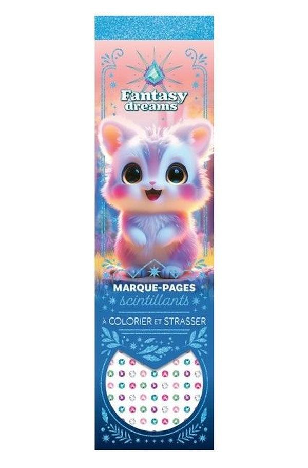 Marque-pages scintillants à colorier et strasser : Fantasy Dream : Bleu