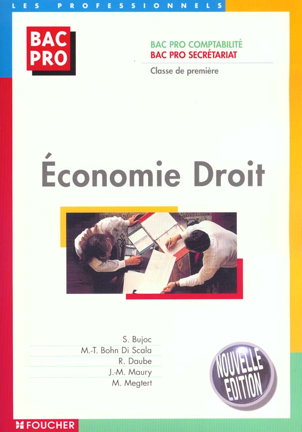 Economie droit ; 1e bac pro comptabilite bac pro secretariat ; livre-pochete