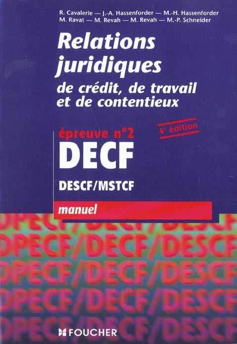 Les relatiions juridiques epreuves 2 decf ; manuel
