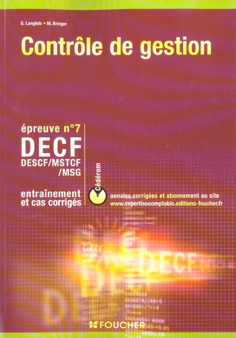 Controle de gestion ; ep7 ; decf ; entrainement et corriges