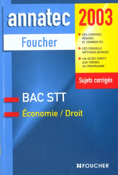 Annatec ; economie droit ; bac stt ; edition 2003