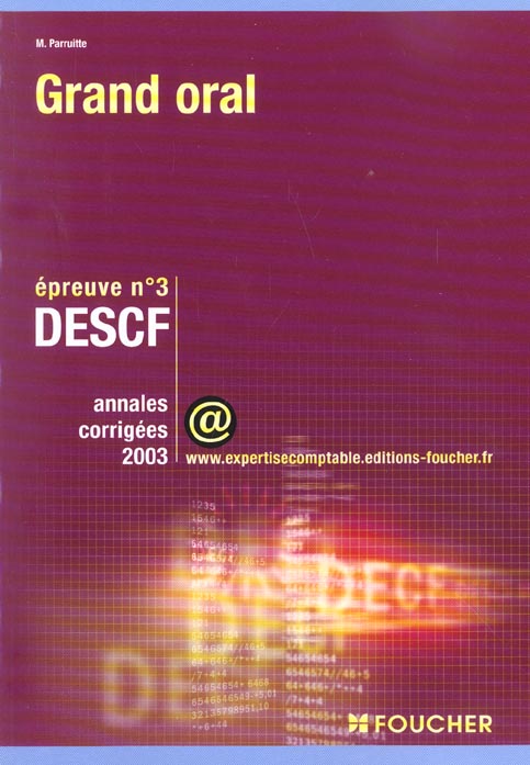 Annales 2003 ; descf grand oral epreuve n.3