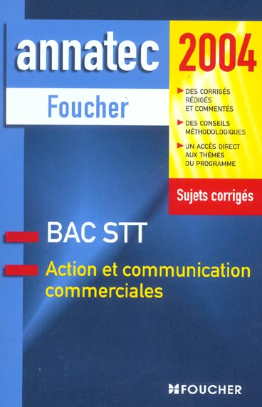 Action et communication commerciales ; sujets corriges