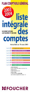 Plan comptable general ; liste integrale des comptes (édition 2003/2004)