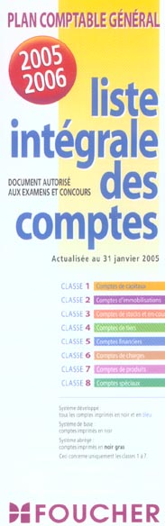 Liste integrale des comptes (édition 2005/2006)