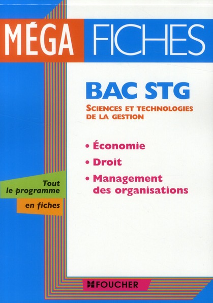 économie, droit, management des organisations ; terminale STG