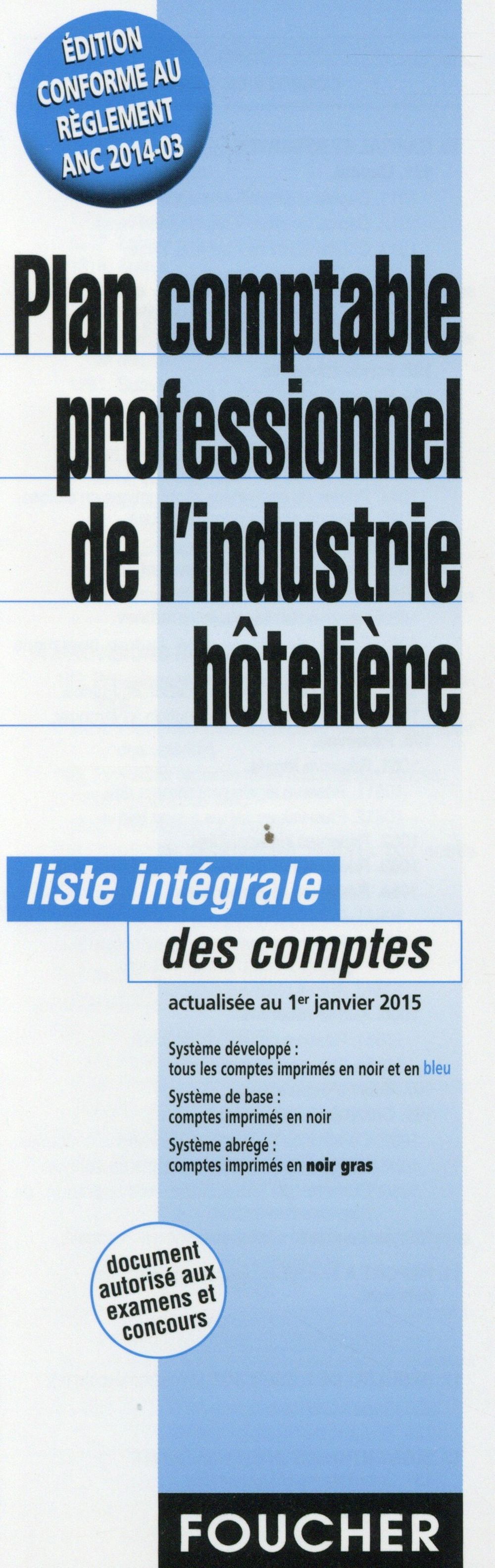 Plan comptable professionnel de l'industrie hôtelière
