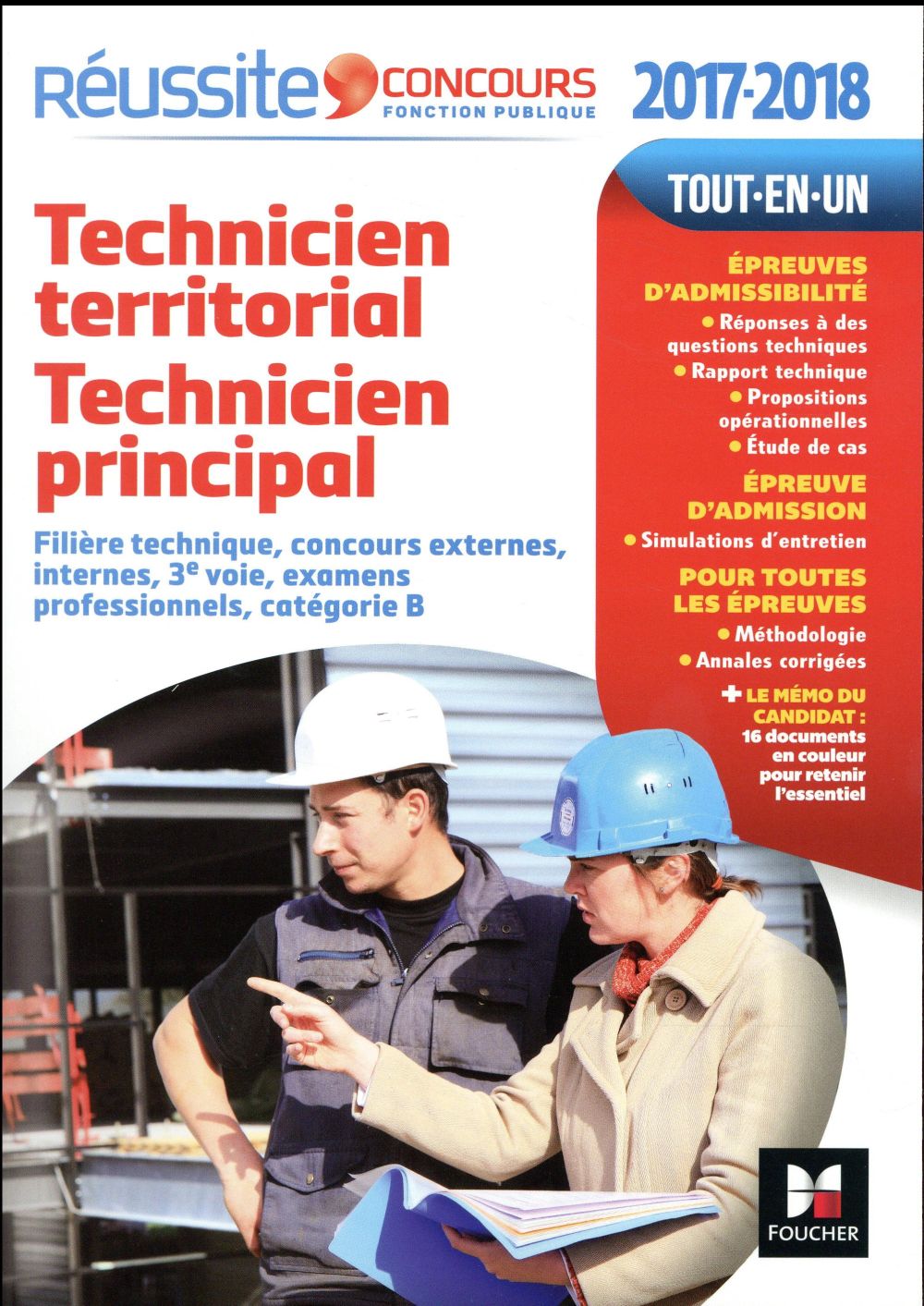 Réussite concours : technicien territorial technicien principal ; catégorie B (édition 2017/2018)