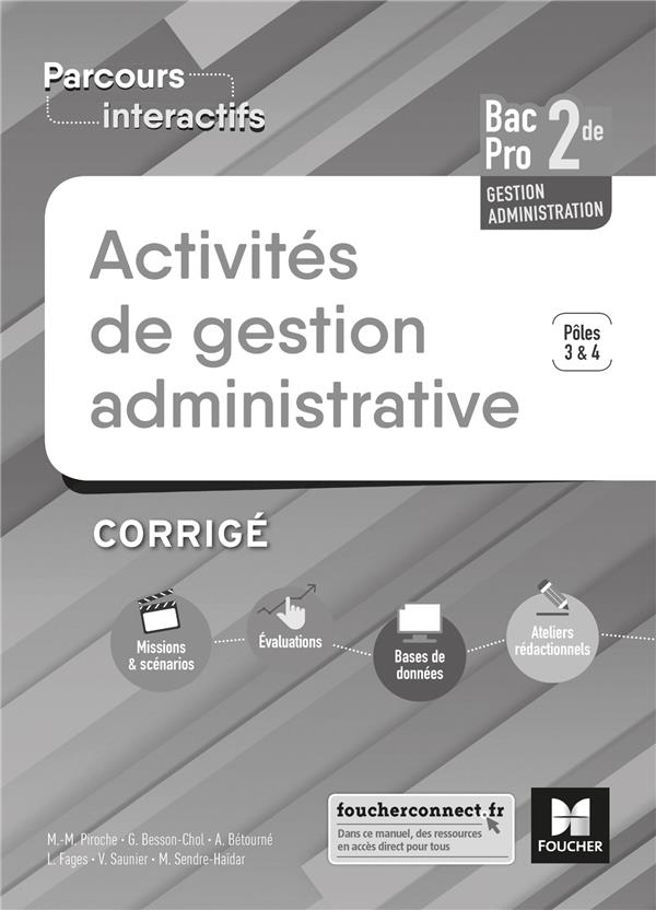 Parcours interactifs : 2de bac pro ; activités de gestion administrative ; corrigé (édition 2018)