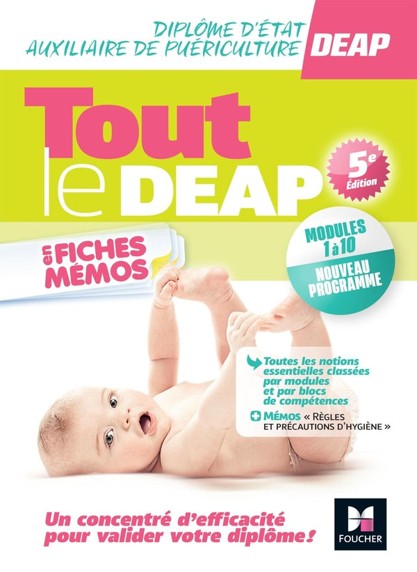 Tout le DEAP en fiches mémos ; diplôme d'Etat auxiliaire puériculture ; modules 1 à 10 (édition 2023/2024)