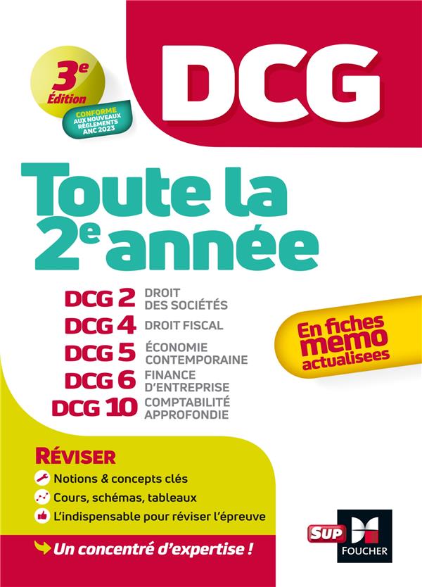 DCG : Toute la 2e année du DCG 2, 4, 5, 6, 10 en fiches ; Révision (édition 2024/2025)