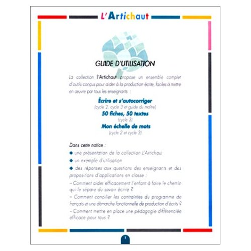 écrire et s'autocorriger ; cycle 2 et cycle 3 ; guide de l'enseignant ; notice