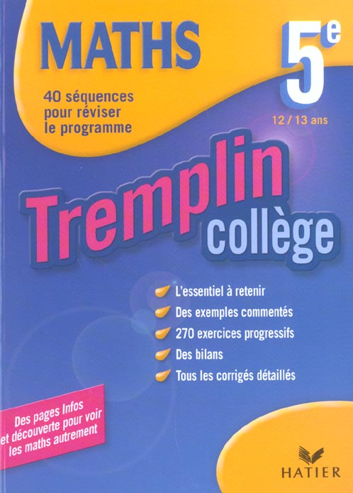 Tremplin college ; mathematiques ; 5e