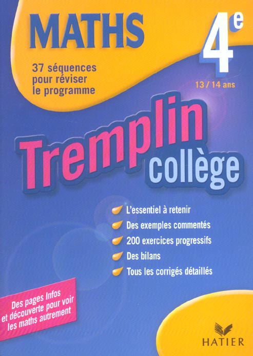 Tremplin college ; mathematiques ; 4e