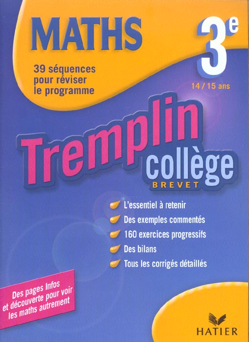 Tremplin college ; mathematiques ; 3e