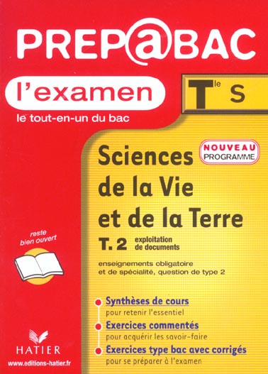 Prep@bac ; l'examen ; le tout-en-un du bac ; svt t.2 ; l'exploitation de document ; terminale s