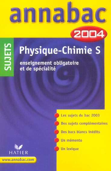 ANNABAC SUJETS Tome 00007 : enseignements obligatoire et de specialite (édition 2004)