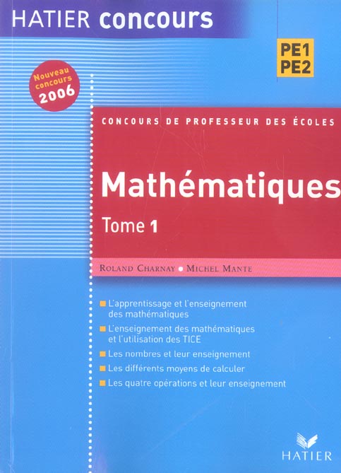 Preparation à l'epreuve du concours des professeurs des ecoles Tome 1 (édition 2005)