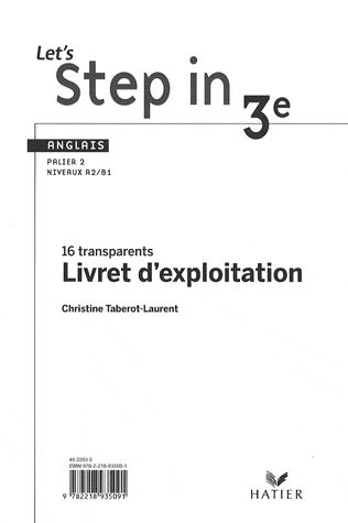 LET'S STEP IN : anglais ; LV1 ; 3ème ; transparents (édition 2009)