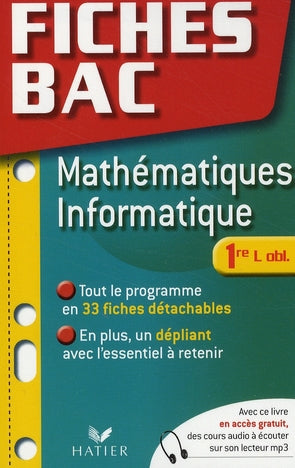 PREPABAC EXAMENS Tome 19 : fiches bac ; mathématiques et informatique ; 1ère L