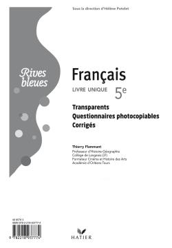 RIVES BLEUES : français ; 5ème ; transparents