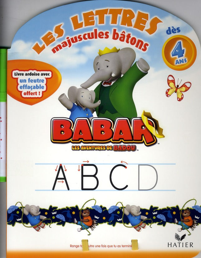 Babar livre ardoise ; majuscules ; 4 ans