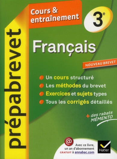 Prépabrevet cours & entraînement : français ; 3ème