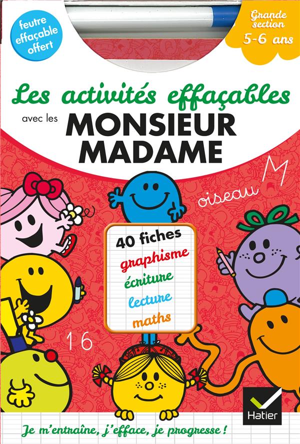 Les activités effaçables avec les Monsieur Madame ; grande section