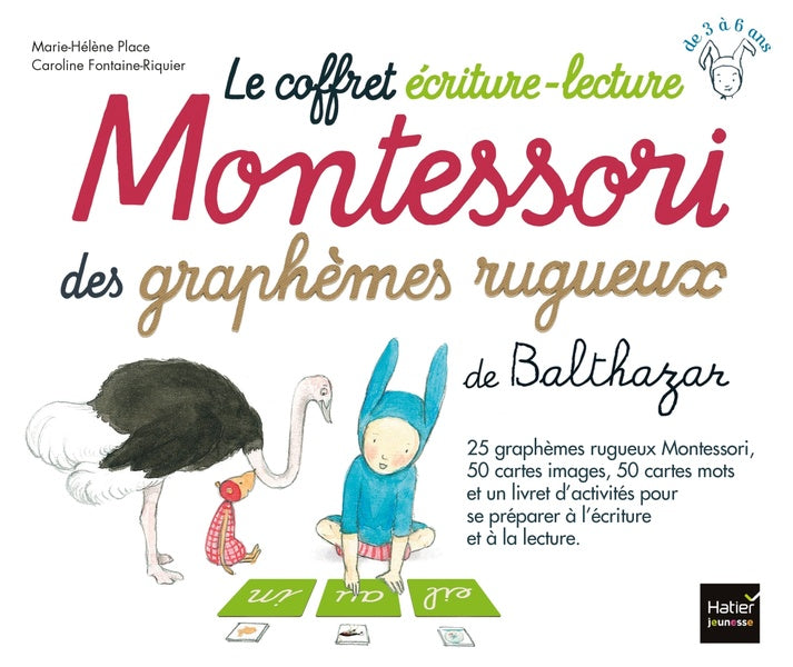Le coffret écriture-lecture Montessori des graphèmes rugueux de Balthazar