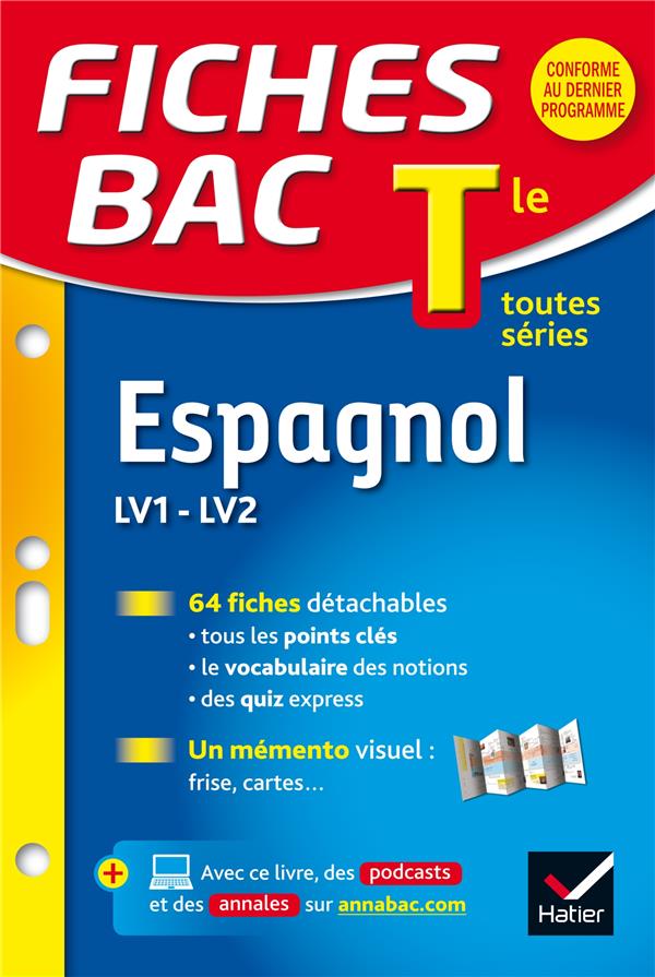 Fiches bac Tome 12 : espagnol ; terminale ; lv1-lv2