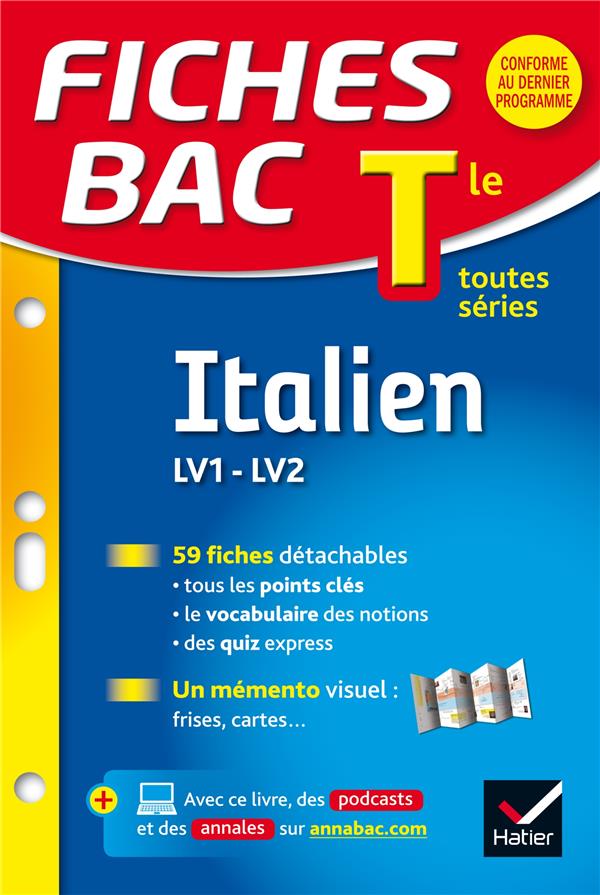 Fiches bac Tome 14 : italien ; terminale ; lv1-lv2