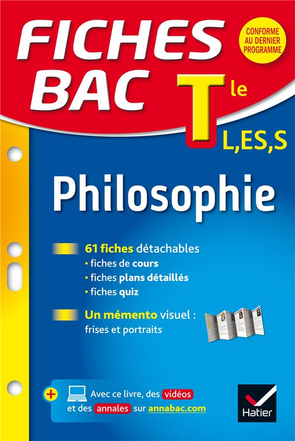 Fiches bac Tome 1 : philosophie ; terminale L, ES, S