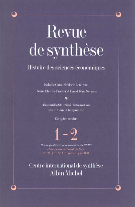 Revue de synthese janvier-juin 2000