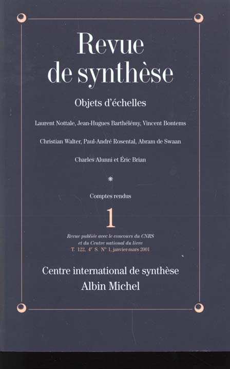 Revue de synthese t.1 ; edition 2001