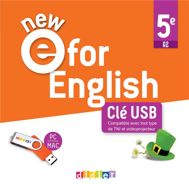 New e for english : anglais ; 5e : clé usb classe ; A2