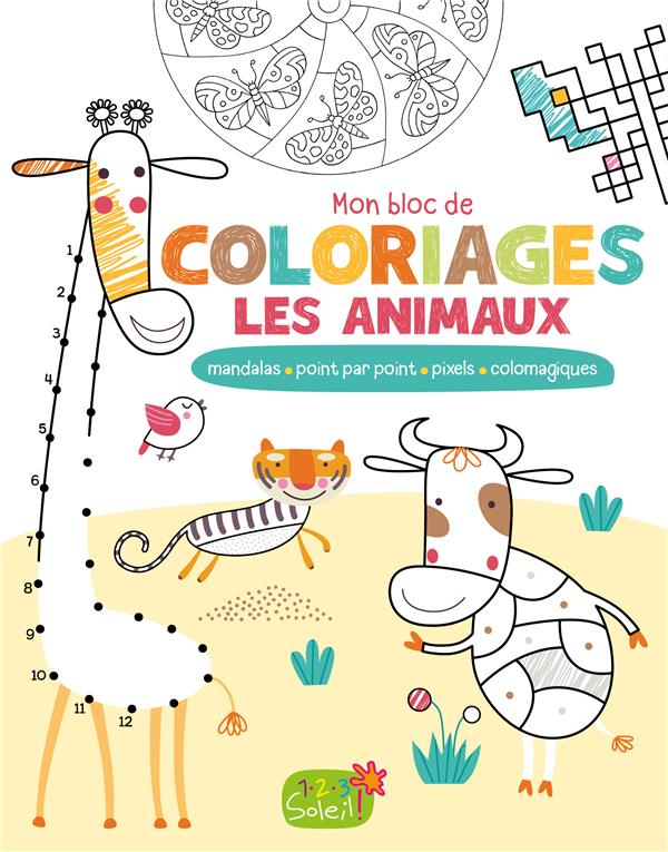 Mon bloc de coloriages les animaux ; mandalas, point par point, pixels, colomagiques - flash vidéo