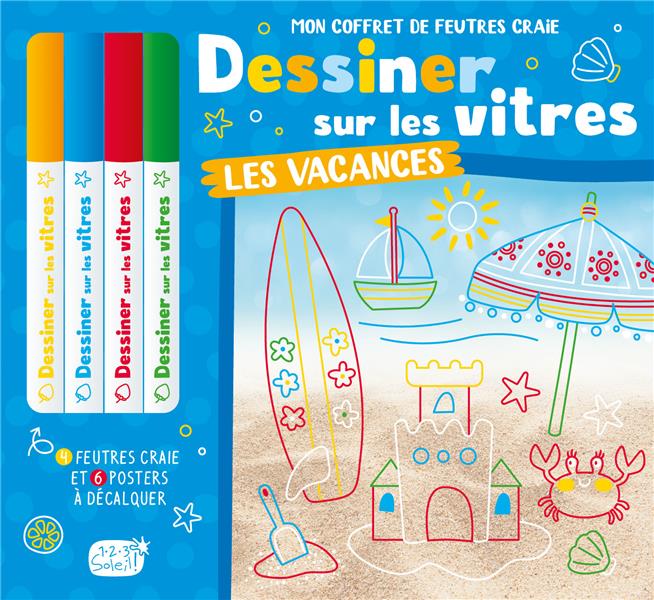 Mon coffret de feutres craie : dessiner sur les vitres : les vacances - flash vidéo