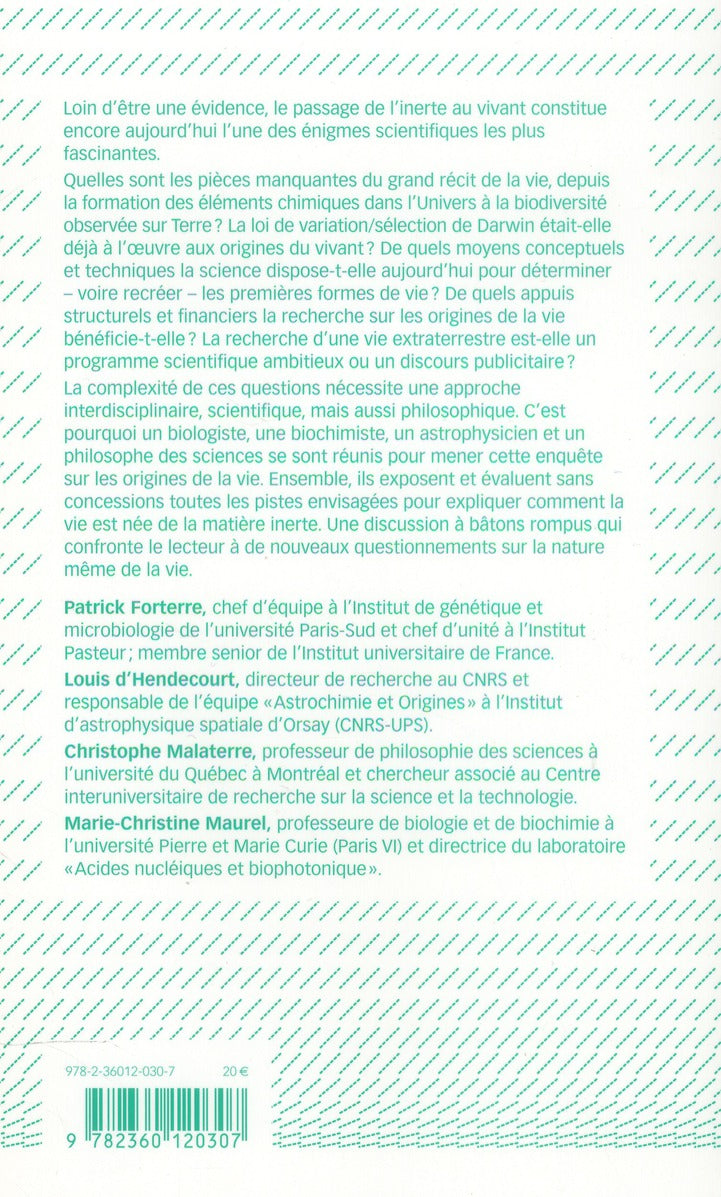 De l'inerte au vivant; une enquête scientifique et philosophique