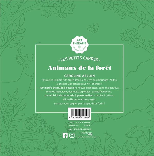 Art thérapie ; les petits carrés : animaux de la forêt