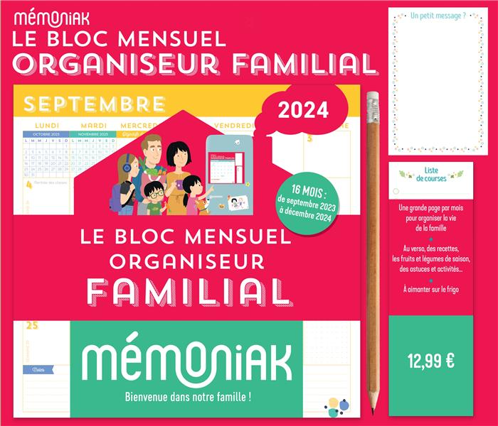 Mémoniak : le bloc mensuel organiseur familial : de septembre à décembre (édition 2023/2024)
