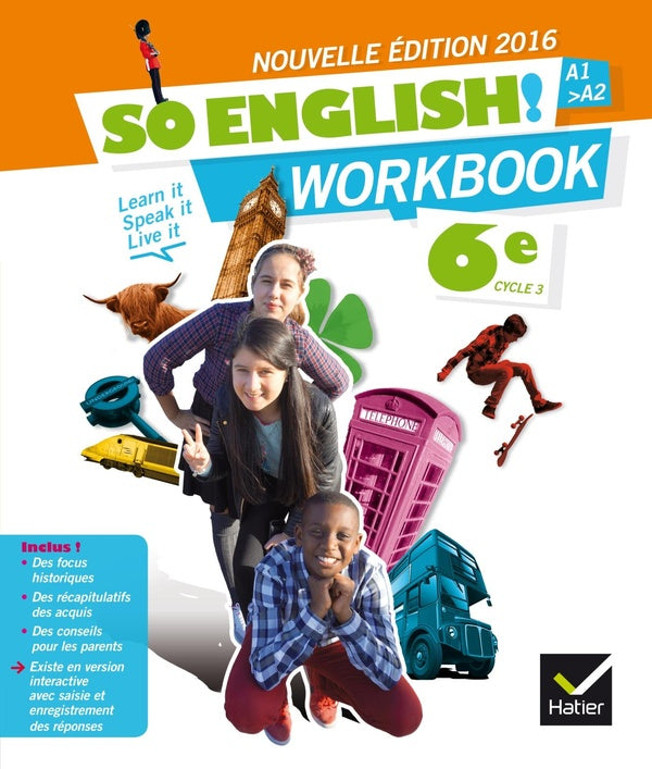 SO ENGLISH! : anglais ; 6ème ; workbook (édition 2016)