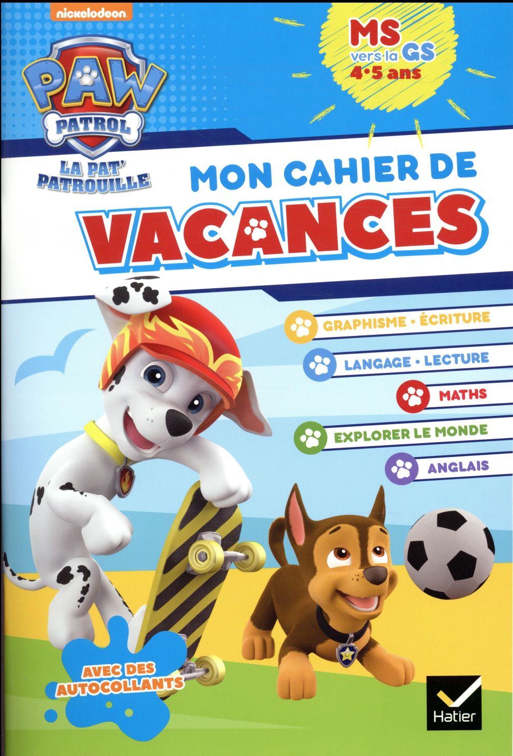 Mon cahier de vacances pat'patrouille MS vers la GS