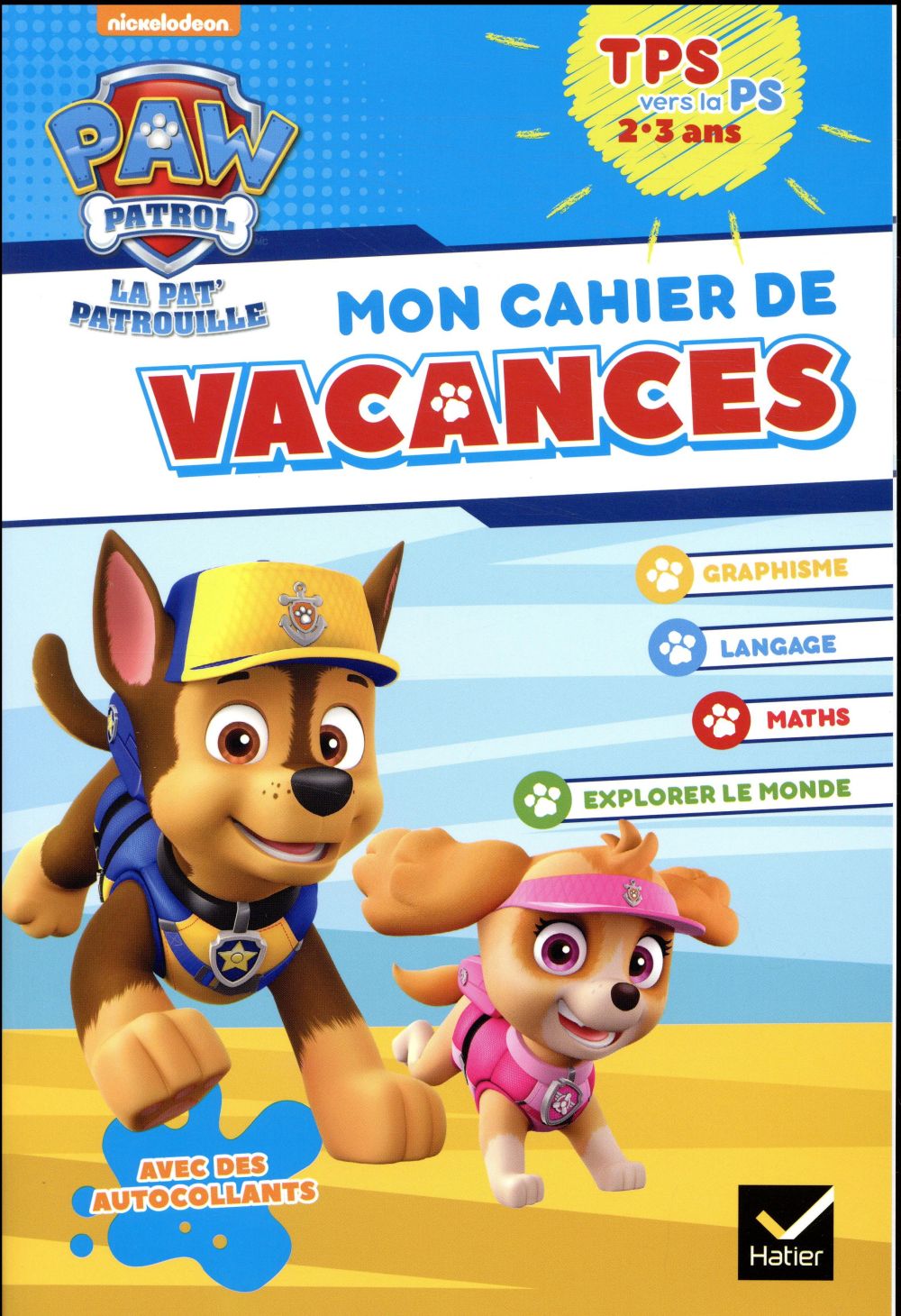 Mon cahier de vacances pat'patrouille TPS vers la PS