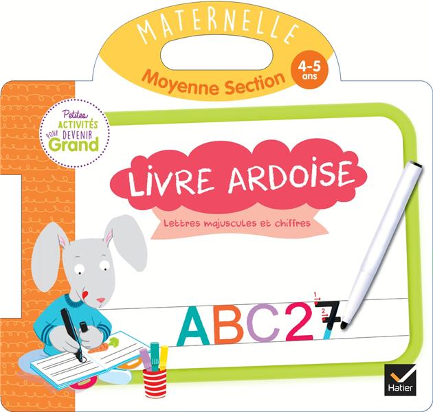 Livre ardoise ; lettres minuscules et chiffres ; MS ; 4/5 ans